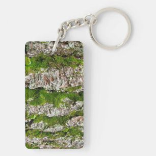 Pijnboomschors met moss sleutelhanger