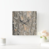 Pijnboomschors Vierkante Klok (Huis)