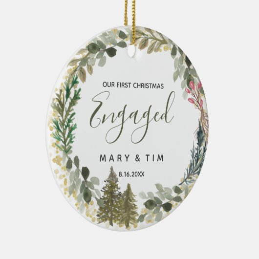 Pijnboomstructuur met kerstsiercadeau keramisch ornament (Rechts)