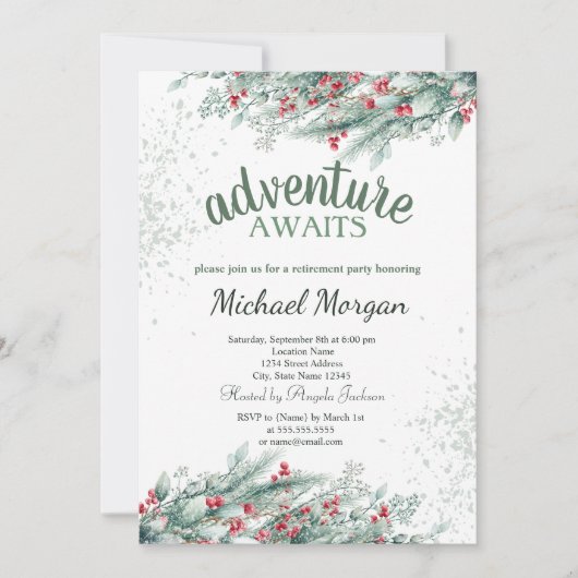 Pijnboomtak bessen pensioen kaart (Voorkant)