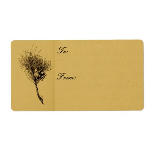 Pijnboomtak cadeau label (Voorkant)