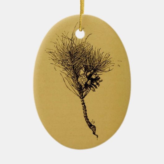 pijnboomtak keramisch ornament (Voorkant)