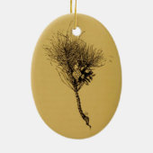 pijnboomtak keramisch ornament (Achterkant)
