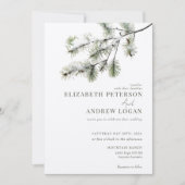 pijnboomtak | Winter bos bruiloft Kaart (Voorkant)