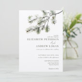 pijnboomtak | Winter bos bruiloft Kaart (Staand voorkant)