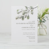 pijnboomtak | Winter bos bruiloft Kaart (Staand voorkant)