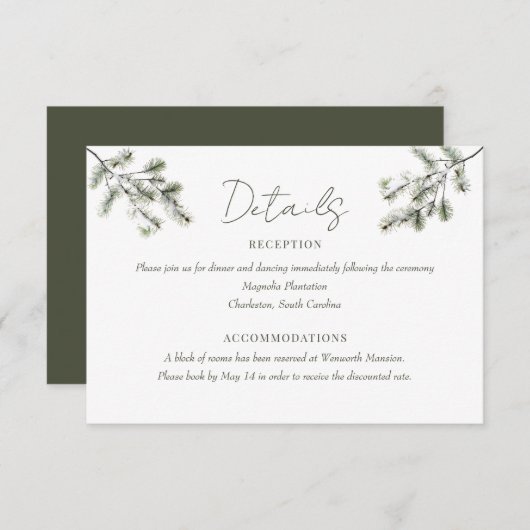 pijnboomtak | Winter Forest Trouwgegevens Informatiekaartje (Voorkant / Achterkant)