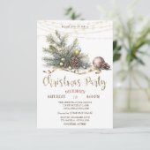 Pijnboomtakken, Lichten Houten Kerstmispartij Kaart (Staand voorkant)