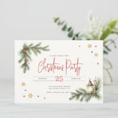 Pijnboomtakken met Holly Berries & Gold Snowflake Kaart (Staand voorkant)