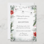 Pijnboomtakken, poinsettia bruiloft kaart (Voorkant)