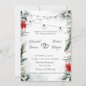 Pijnboomtakken, poinsettia bruiloft kaart (Voorkant)