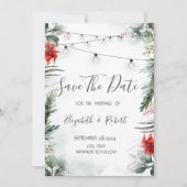 Pijnboomtakken, poinsettia De datum opslaan Save The Date (Voorkant)