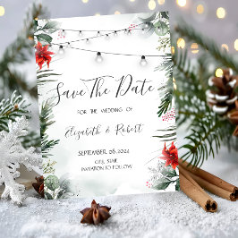 Pijnboomtakken, poinsettia De datum opslaan Save The Date