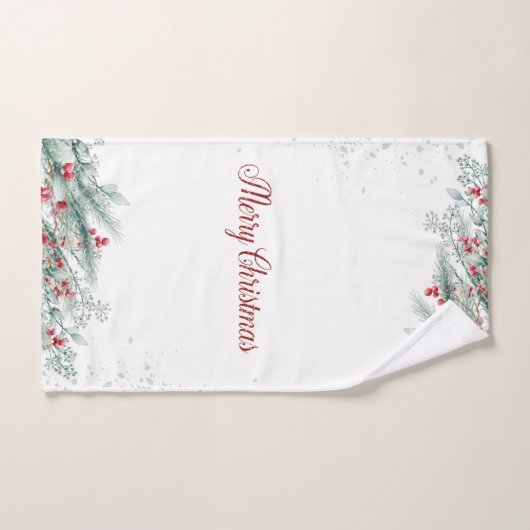 Pijnboomtakken Rode bessen Bad Handdoek (Handdoek)