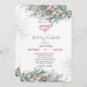 Pijnboomtakken Rode bessen Drink Kerstmis Kaart (Voorkant / Achterkant)