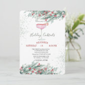 Pijnboomtakken Rode bessen Drink Kerstmis Kaart (Staand voorkant)