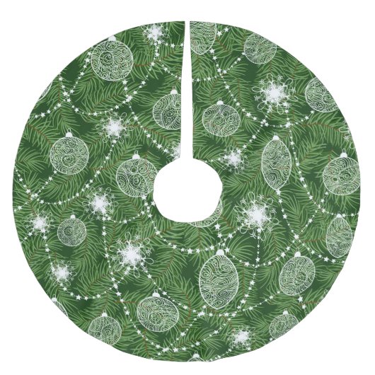 Pijnboomtwijgen en Ornamenten Kerstboom Rok (Voorkant)