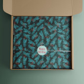 Pijnboomtwijgen en rode bessen Kerstpatroon Tissuepapier