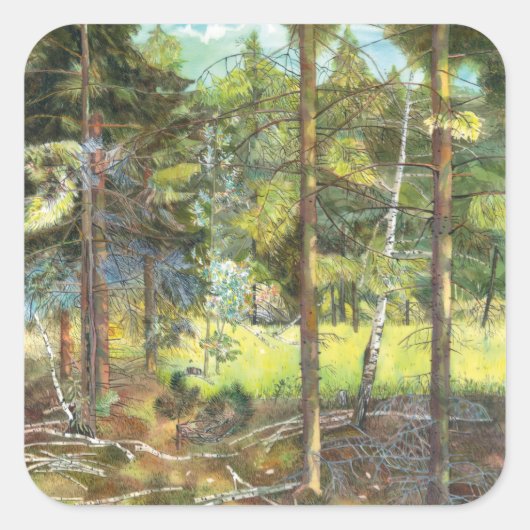 Pijnbos Vierkante Sticker (Voorkant)