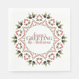 Pijnconen en bessen Mandala papieren servet