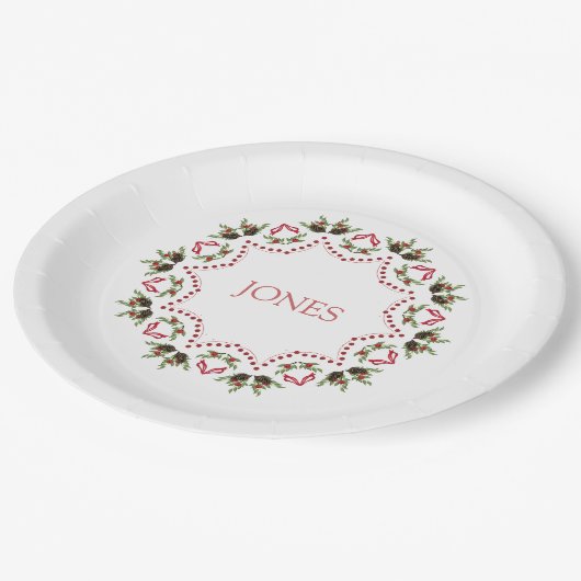 Pijnconen en bessen vakantiepapier borden papieren bordje (Gekanteld)