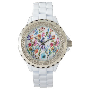 PIJNDRUKKEN   RHINESTONE WHITE WATCH HORLOGE