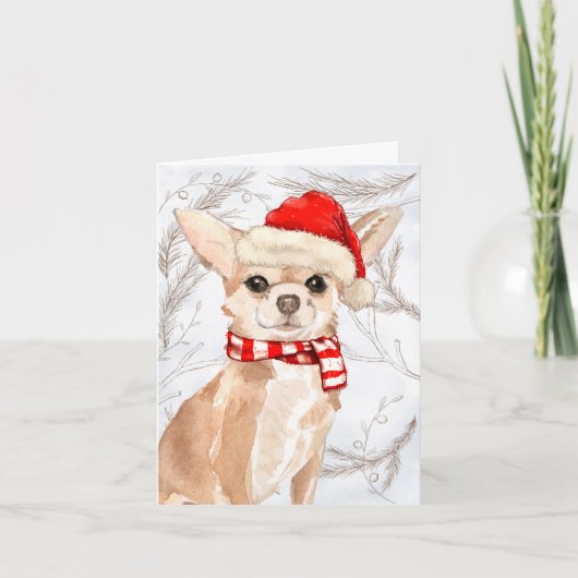 Pijnen en een Tan Chihuahua Kerstmis Feestdagen Kaart (Voorkant)