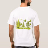 Pijnen met Maan en vogels die naar het zuiden vlie T-shirt (Achterkant)