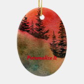 Pijnen op een heuvel met zachte rode zonsondergang keramisch ornament (Achterkant)