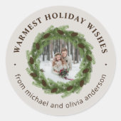 Pijnenkrans Vrolijke Kerstmis Cirkel Foto Ronde Sticker (Voorkant)