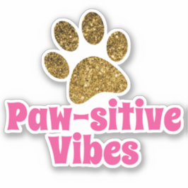 Pijngevoelige Vibes | Glitter Paw Print Vinyl Sticker