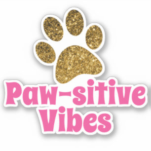 Pijngevoelige Vibes   Glitter Paw Print Vinyl Sticker