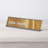 Pijnhout II Faux Wooden Texture Bureau Naambordje (Voorkant)