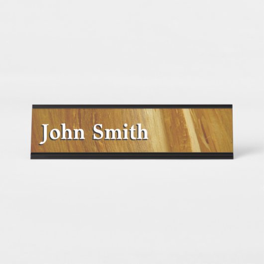 Pijnhout II Faux Wooden Texture Bureau Naambordje (Voorkant)
