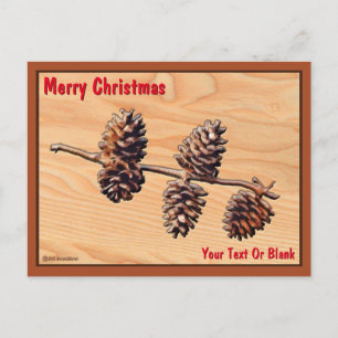 Pijnkanontak op hout briefkaart