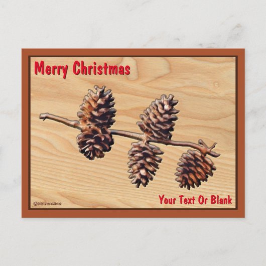 Pijnkanontak op hout briefkaart (Voorkant)