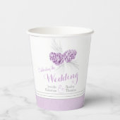 Pijnkegel die paarse winterbruiloft gebruikt papieren bekers (Achterkant)