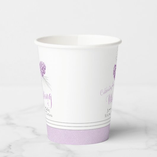 Pijnkegel die paarse winterbruiloft gebruikt papieren bekers (Links)