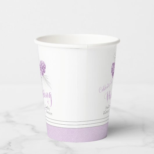 Pijnkegel die paarse winterbruiloft gebruikt papieren bekers (Rechts)