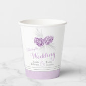 Pijnkegel die paarse winterbruiloft gebruikt papieren bekers (Voorkant)