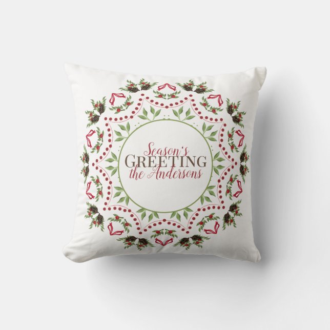 Pijnkegel en bessen Mandala vakantiepiulg Kussen (Voorkant)