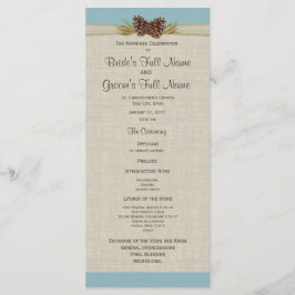 Pijnkegels en Burlap Blue bruiloft programma Programmakaart