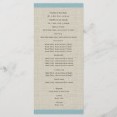 Pijnkegels en Burlap Blue bruiloft programma Programmakaart (Achterkant)