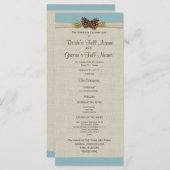 Pijnkegels en Burlap Blue bruiloft programma Programmakaart (Voorkant / Achterkant)