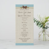 Pijnkegels en Burlap Blue bruiloft programma Programmakaart (Staand voorkant)