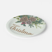 Pijnkeien en groene kerst papieren bordje (Gekanteld)