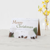 Pijnkeien en snowflakes, kerstgroet kaart (Gele Bloem)