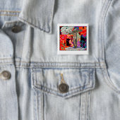 pijnkleuren vierkante button 5,1 cm (In situ)