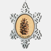 Pijnkloon op oud papier tin sneeuwvlok ornament (Rechts)