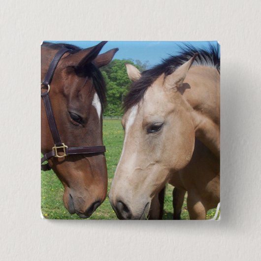 Pijnkop Romance paard Vierkante Button 5,1 Cm (Voorkant)